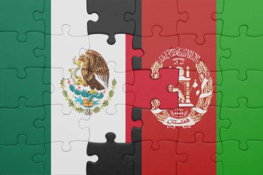 Afganistan ve Meksika bayrağının renkli ulusal bayrağıyla bulmaca. konsept