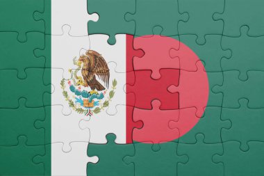 Bangladeş 'in renkli ulusal bayrağı ve Meksika bayrağı. konsept