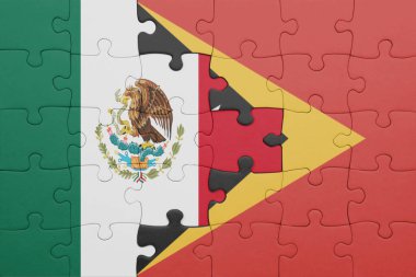 Doğu Timor ve Meksika bayrağının renkli ulusal bayrağıyla bulmaca. konsept
