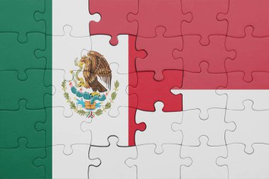 Endonezya 'nın renkli ulusal bayrağı ve Meksika bayrağı. konsept