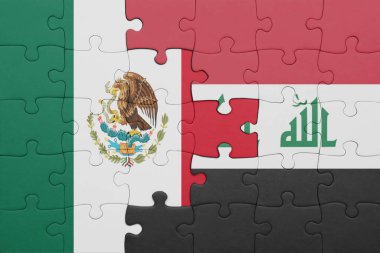 Irak 'ın renkli ulusal bayrağı ve Meksika bayrağı. konsept