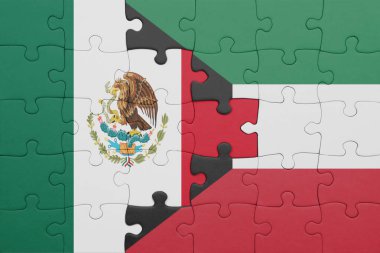 Kuveyt ve Meksika bayrağının renkli ulusal bayrağıyla bulmaca. konsept