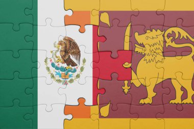 Sri Lanka 'nın renkli ulusal bayrağı ve Meksika bayrağı. konsept