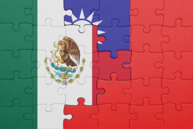 Tayvan ve Meksika bayrağının renkli ulusal bayrağıyla bulmaca. konsept