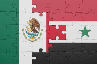 Suriye 'nin renkli ulusal bayrağı ve Meksika bayrağı. konsept