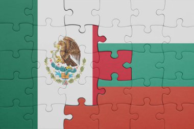 Bulgar bayrağı ve Meksika bayrağıyla dolu renkli bir bulmaca. konsept