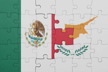Siyu bayrağı ve Meksika bayrağının rengarenk yapbozu. konsept