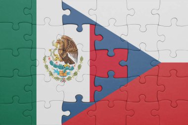 Czech Cumhuriyeti 'nin renkli ulusal bayrağı ve Meksika bayrağı. konsept