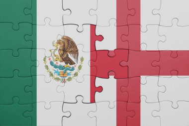 İngiltere 'nin renkli ulusal bayrağı ve Meksika bayrağıyla bulmaca. konsept