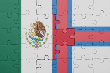 Faroe Adaları 'nın renkli ulusal bayrağı ve Meksika bayrağı. konsept
