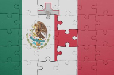 Malta 'nın renkli ulusal bayrağı ve Meksika bayrağı. konsept