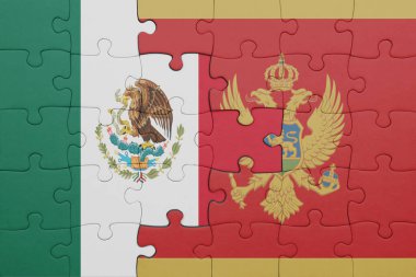 Moğolistan ve Meksika bayrağının renkli ulusal bayrağıyla bulmaca. konsept