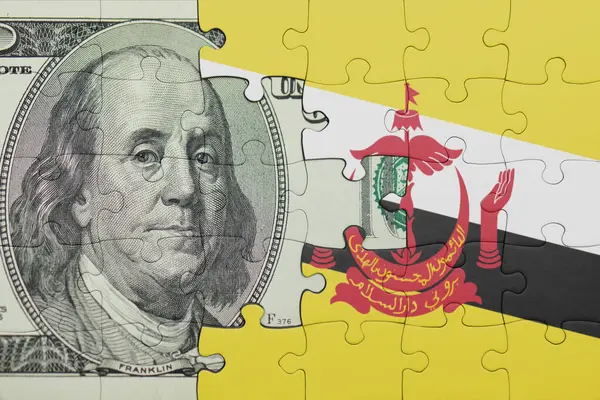 Esmerin renkli ulusal bayrağı ve Amerikan doları para kavramının bulmacası.