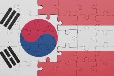 Avustralya 'nın renkli ulusal bayrağı ve Güney Kore bayrağıyla ilgili bulmacalar. konsept