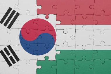 Güney Kore bayrağının rengarenk ulusal bayrağıyla bulmaca. konsept