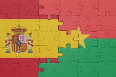 Burkina faso 'nun renkli ulusal bayrağı ve İspanya bayrağı. konsept