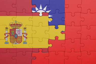 Tayvan 'ın renkli ulusal bayrağı ve İspanya bayrağı. konsept