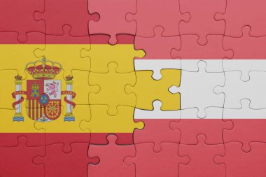 Avusturalya 'nın renkli ulusal bayrağı ve İspanya bayrağıyla ilgili bulmacalar. konsept