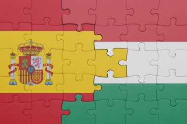 İspanya bayrağının rengarenk ulusal bayrağıyla bulmaca. konsept