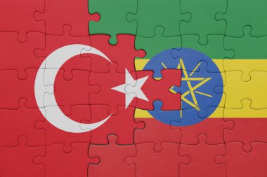 Etiyopya 'nın renkli ulusal bayrağı ve hindi bayrağı. konsept