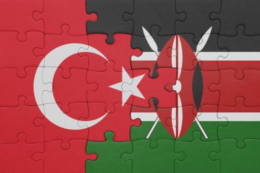 Kenya 'nın renkli ulusal bayrağı ve hindi bayraklı bulmaca. konsept