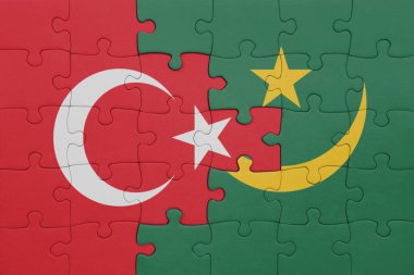 Mauritania 'nın renkli ulusal bayrağı ve hindi bayrağı. konsept