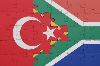Güney Afrika 'nın renkli ulusal bayrağı ve hindi bayrağı. konsept