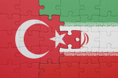 İran 'ın renkli ulusal bayrağı ve hindi bayrağı ile bulmaca. konsept