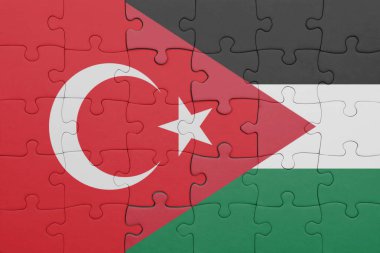 Ürdün 'ün renkli ulusal bayrağı ve hindi bayrağı. konsept