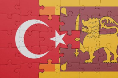 Sri Lanka 'nın renkli ulusal bayrağı ve hindi bayrağı. konsept