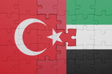 Birleşik Arap Emirlikleri 'nin renkli ulusal bayrağı ve hindi bayrağı. konsept