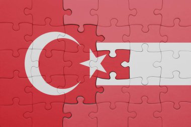 Avusturalya 'nın renkli bayrağı ve hindi bayraklarıyla dolu bir yapboz. konsept