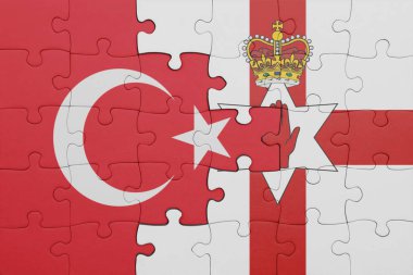 Kuzey İrlanda 'nın renkli ulusal bayrağı ve hindi bayraklı bulmaca. konsept