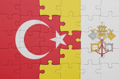 Vatikan 'ın renkli ulusal bayrağı ve hindi bayrağıyla ilgili bulmacalar. konsept