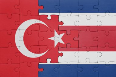 Kosta Rika 'nın renkli ulusal bayrağı ve hindi bayrağı. konsept