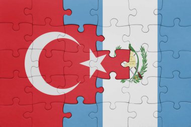 Guatemala 'nın renkli ulusal bayrağı ve hindi bayraklı bulmaca. konsept