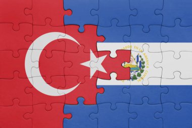 El Salvador 'un renkli ulusal bayrağı ve hindi bayrağı. konsept