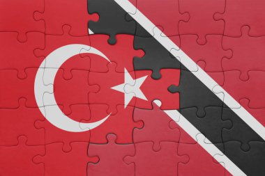 Trinidad, tobago ve hindi bayrağının renkli ulusal bayrağıyla bulmaca. konsept