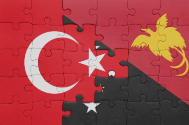 Papua Yeni Gine 'nin renkli ulusal bayrağı ve hindi bayrağı. konsept