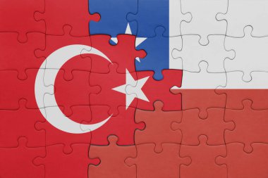 Şili ve hindi bayrağının renkli ulusal bayrağıyla bulmaca. konsept