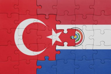 Paraguay 'ın renkli ulusal bayrağı ve hindi bayraklı bulmaca. konsept