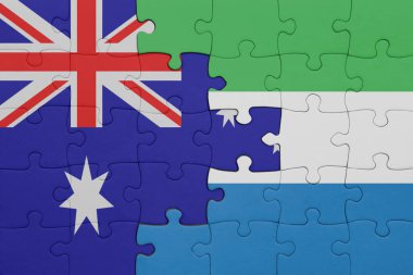 Sierra Leone ve Avustralya bayrağının renkli ulusal bayrağıyla bulmaca. konsept