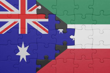 Kuveyt 'in renkli ulusal bayrağı ve Avustralya bayrağı. konsept