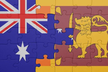 Sri Lanka 'nın renkli ulusal bayrağı ve Avustralya bayrağı. konsept