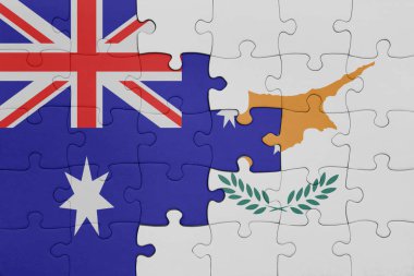 Rengarenk ulusal bayrak ve Avustralya bayrağı bulmacası. konsept