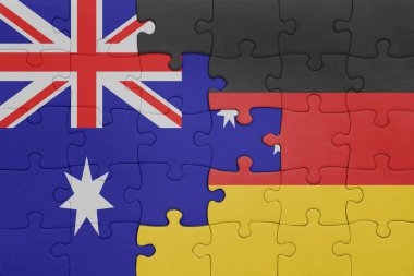 Almanya 'nın renkli ulusal bayrağı ve Avustralya bayrağıyla ilgili bulmacalar. konsept