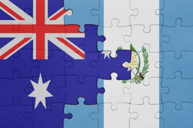 Guatemala 'nın renkli ulusal bayrağı ve Avustralya bayrağı. konsept