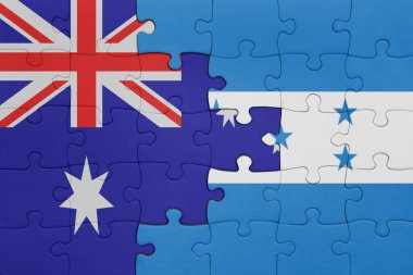 Honduras 'ın renkli ulusal bayrağı ve Avustralya bayrağı. konsept