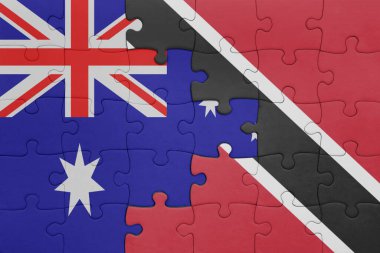 Trinidad, Tobago ve Avustralya bayrağının renkli ulusal bayrağıyla bulmaca. konsept