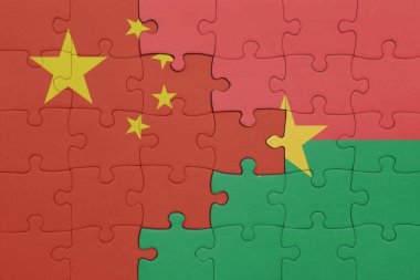 Burkina faso 'nun renkli ulusal bayrağı ve porselen bayrağı. konsept